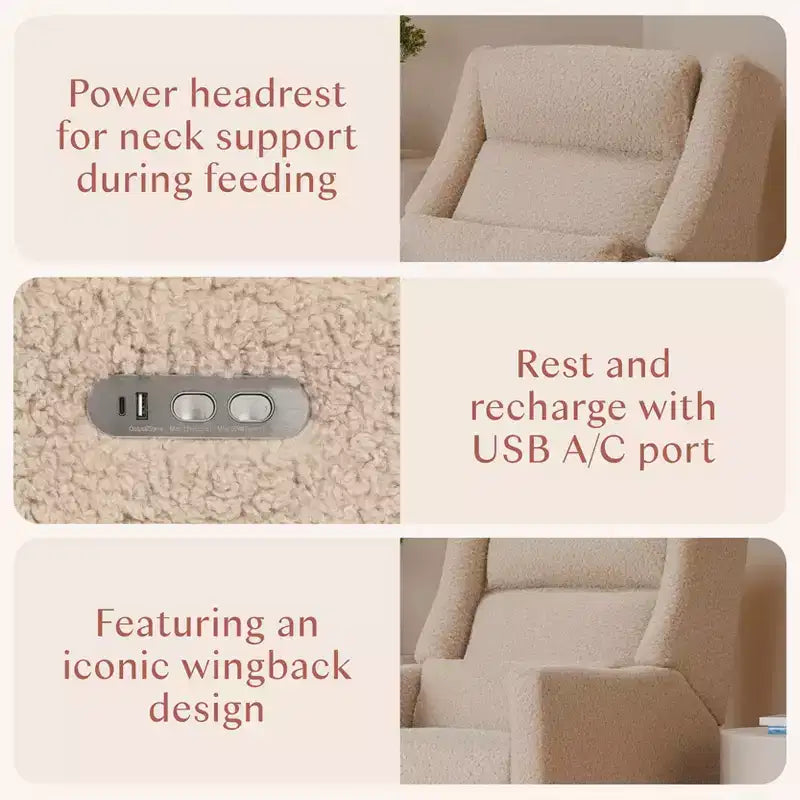 Babyletto Kiwi Plus Power Recliner and Swivel Glider with Power Adjustable Headrest and USB Port