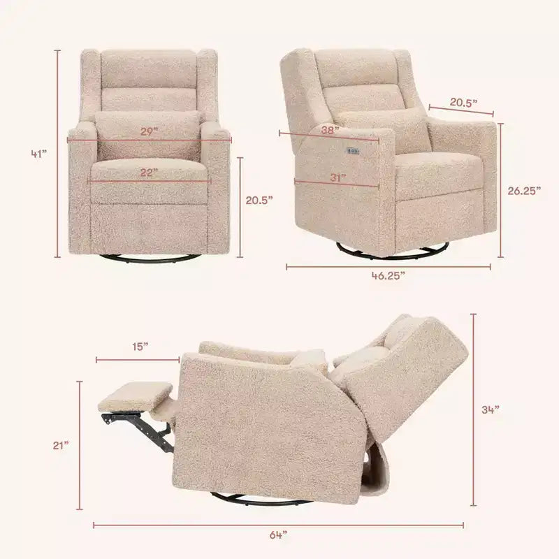 Babyletto Kiwi Plus Power Recliner and Swivel Glider with Power Adjustable Headrest and USB Port