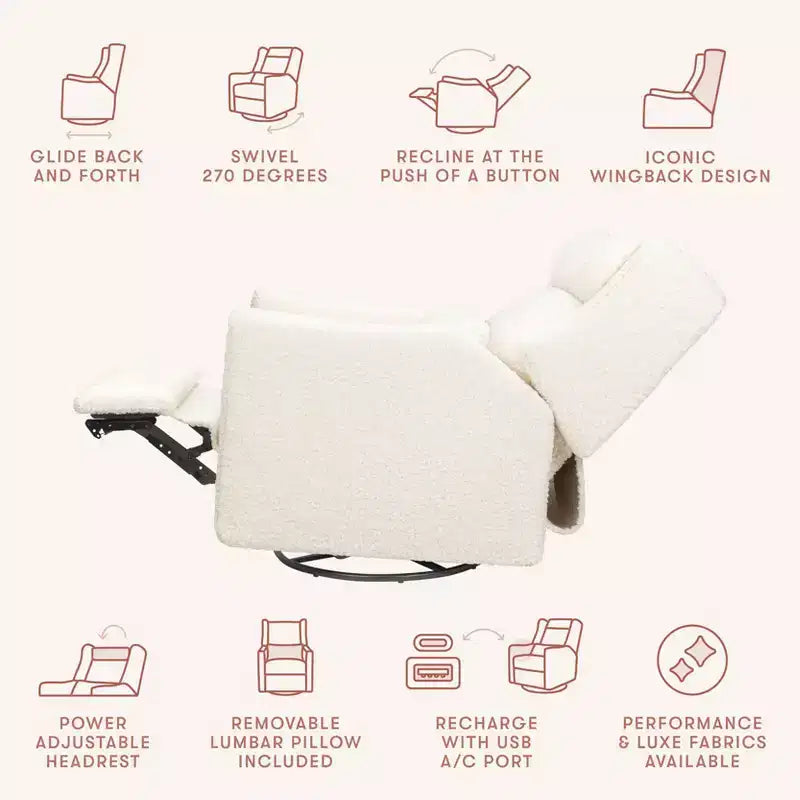 Babyletto Kiwi Plus Power Recliner and Swivel Glider with Power Adjustable Headrest and USB Port