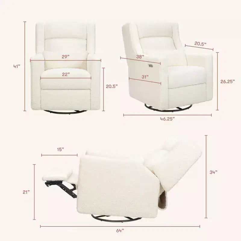 Babyletto Kiwi Plus Power Recliner and Swivel Glider with Power Adjustable Headrest and USB Port