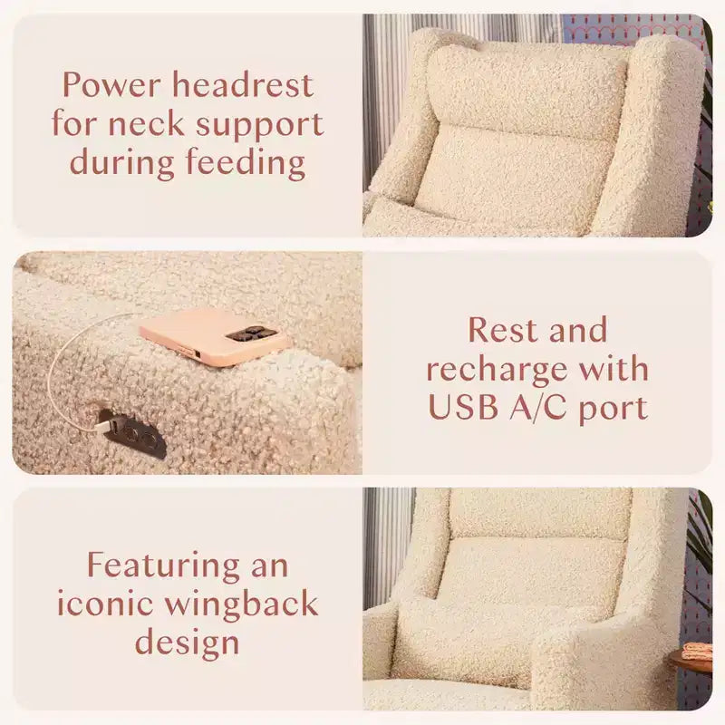 Babyletto Kiwi Plus Power Recliner and Swivel Glider with Power Adjustable Headrest and USB Port