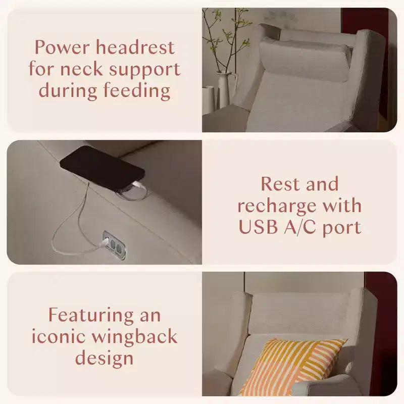 Babyletto Kiwi Plus Power Recliner and Swivel Glider with Power Adjustable Headrest and USB Port