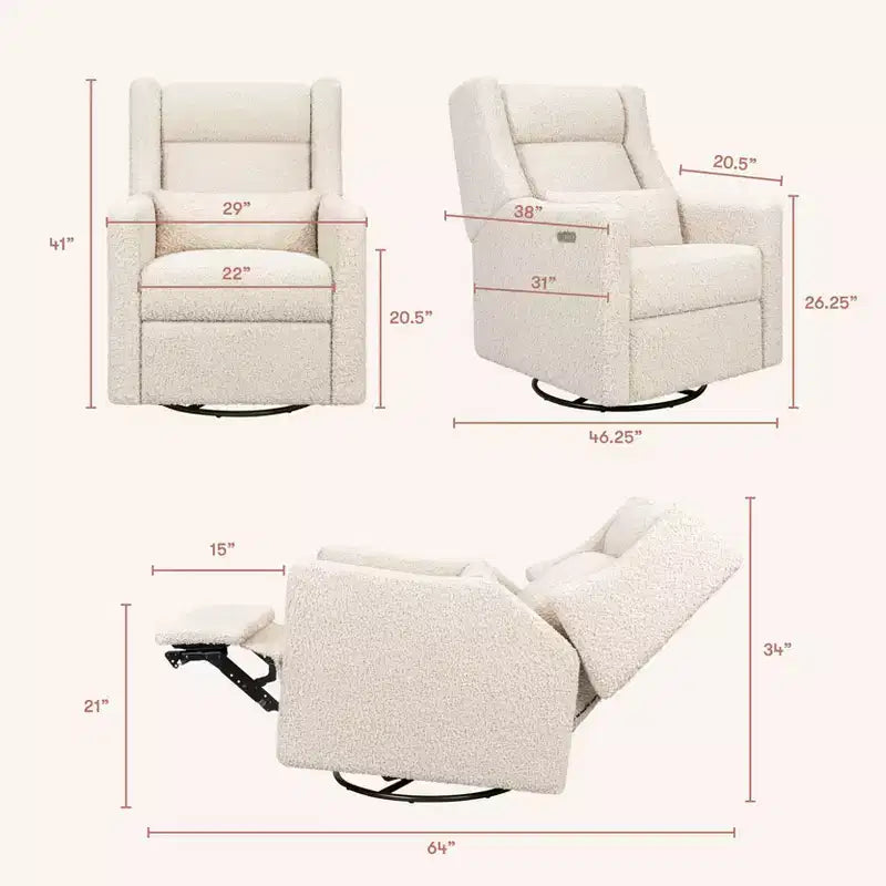 Babyletto Kiwi Plus Power Recliner and Swivel Glider with Power Adjustable Headrest and USB Port