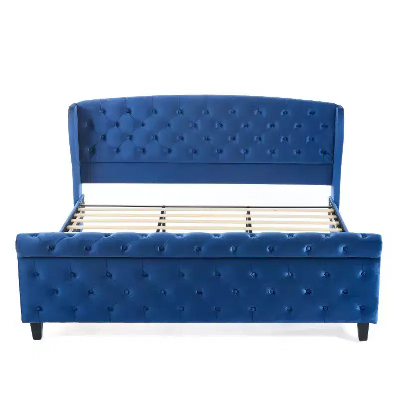 Christopher Knight Home Byrne Upholstered Sleigh Bed with Wingback Headboard and Scroll Footboard