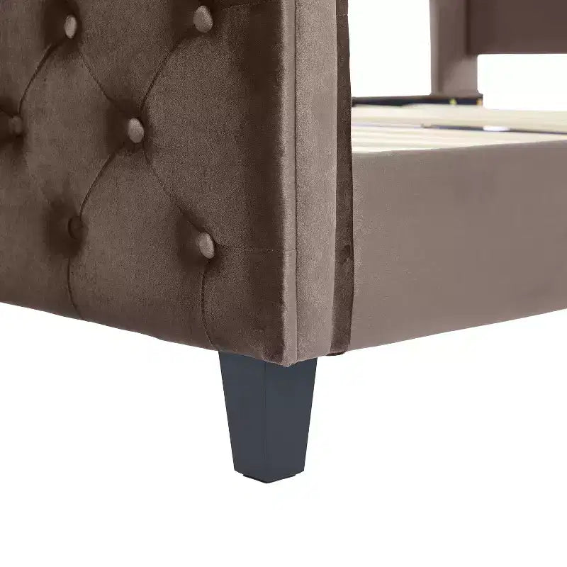 Christopher Knight Home Byrne Upholstered Sleigh Bed with Wingback Headboard and Scroll Footboard
