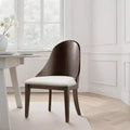 Royal Hampton Side Dining Chair Set of 2, Curve Panel Back, Off White Fabric