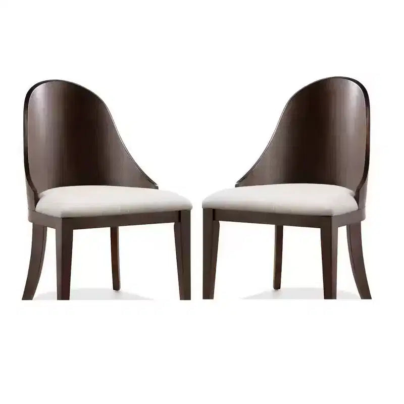 Royal Hampton Side Dining Chair Set of 2, Curve Panel Back, Off White Fabric