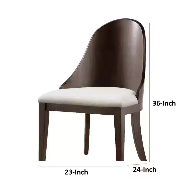 Royal Hampton Side Dining Chair Set of 2, Curve Panel Back, Off White Fabric