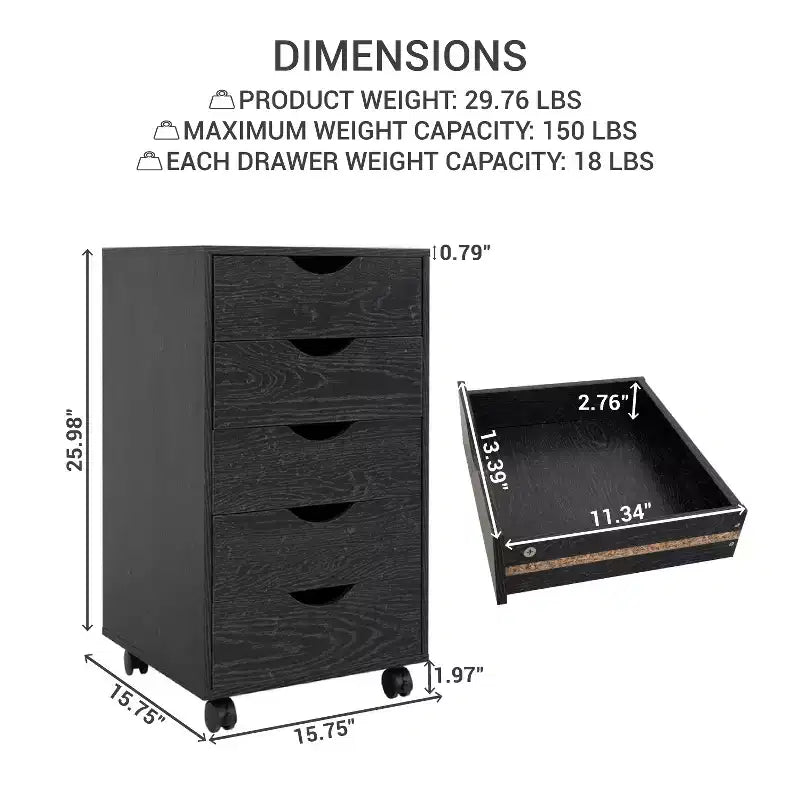 Home Imports Emporium Office File Storage Cabinet with Durable Drawers and Mobile Wheels 5 to 9 Drawer Options for Home & Office Organization