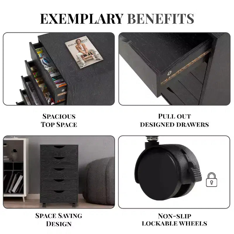 Home Imports Emporium Office File Storage Cabinet with Durable Drawers and Mobile Wheels 5 to 9 Drawer Options for Home & Office Organization