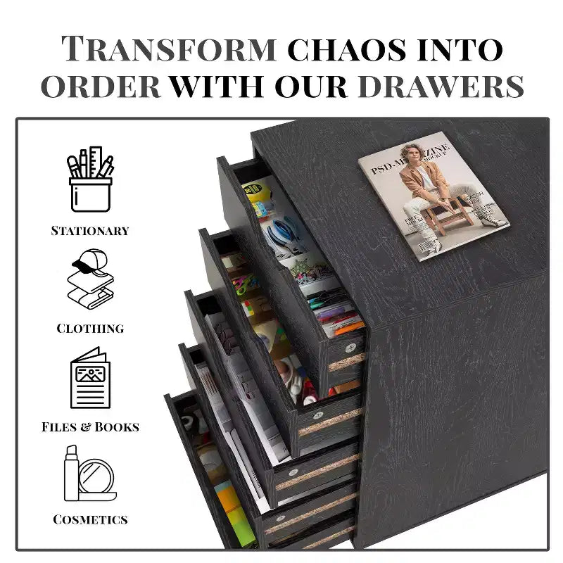 Home Imports Emporium Office File Storage Cabinet with Durable Drawers and Mobile Wheels 5 to 9 Drawer Options for Home & Office Organization