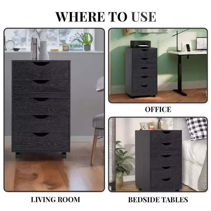 Home Imports Emporium Office File Storage Cabinet with Durable Drawers and Mobile Wheels 5 to 9 Drawer Options for Home & Office Organization