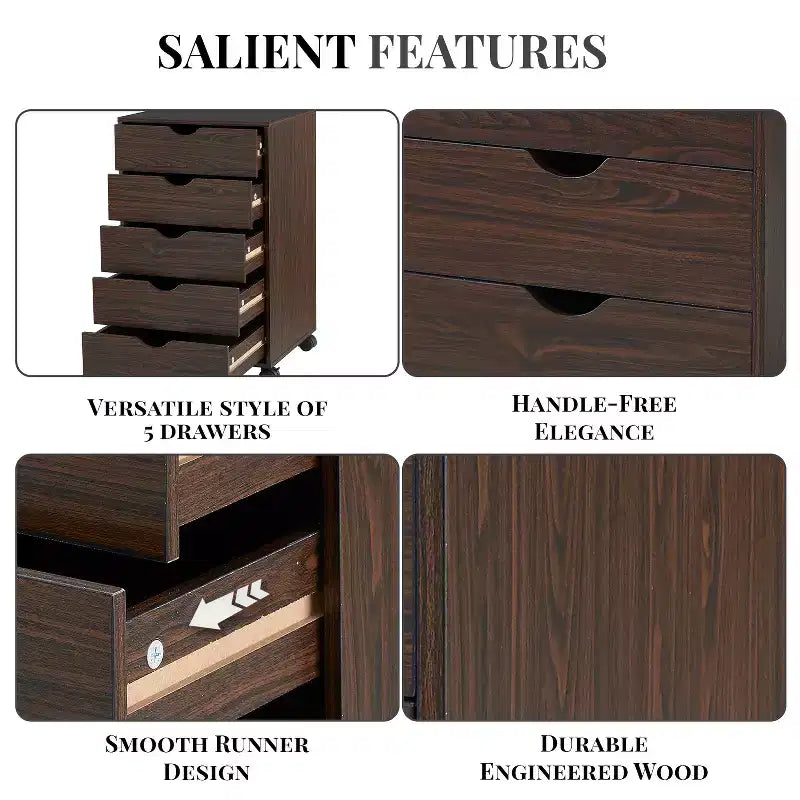 Home Imports Emporium Office File Storage Cabinet with Durable Drawers and Mobile Wheels 5 to 9 Drawer Options for Home & Office Organization