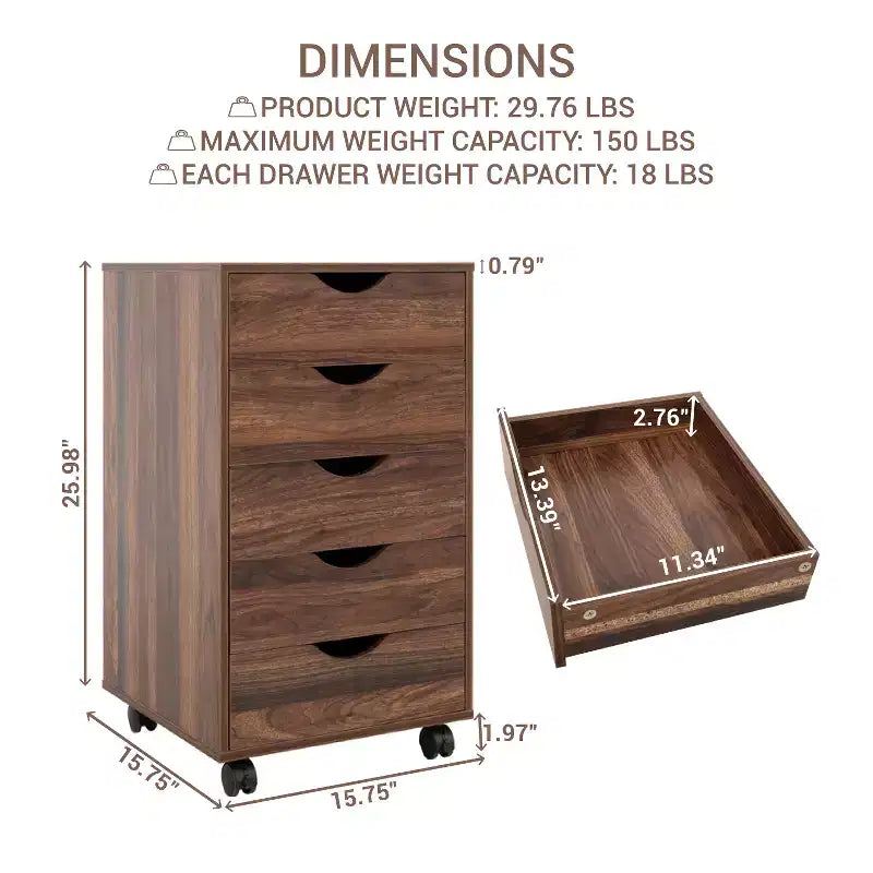 Home Imports Emporium Office File Storage Cabinet with Durable Drawers and Mobile Wheels 5 to 9 Drawer Options for Home & Office Organization