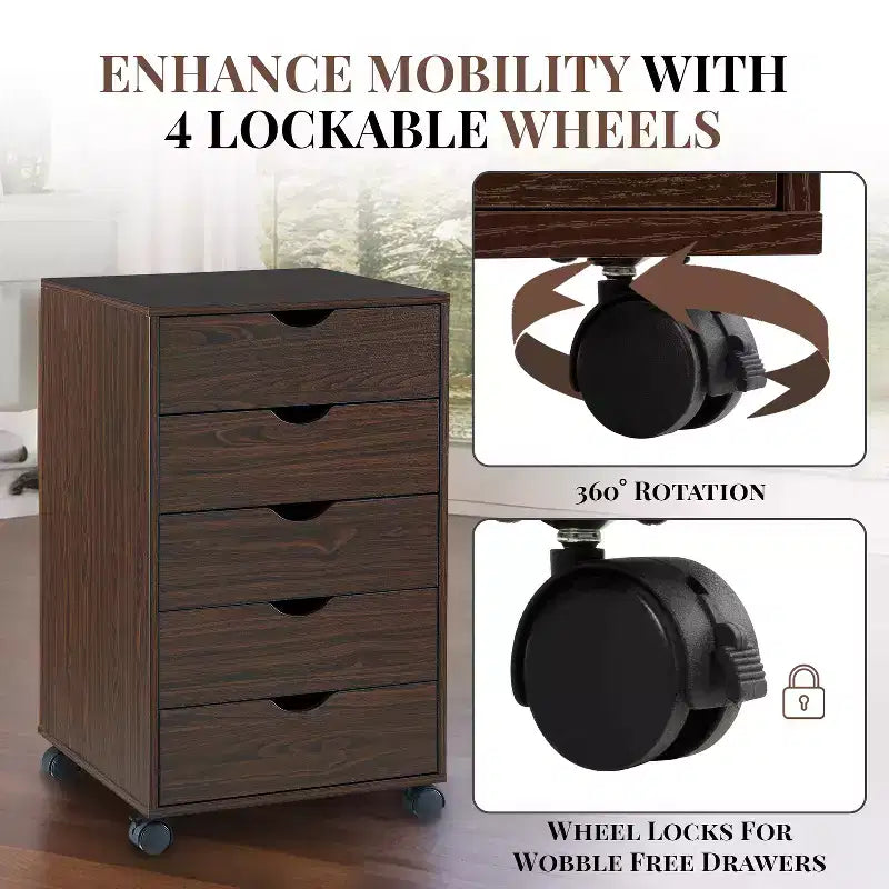 Home Imports Emporium Office File Storage Cabinet with Durable Drawers and Mobile Wheels 5 to 9 Drawer Options for Home & Office Organization