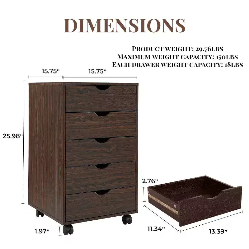 Home Imports Emporium Office File Storage Cabinet with Durable Drawers and Mobile Wheels 5 to 9 Drawer Options for Home & Office Organization