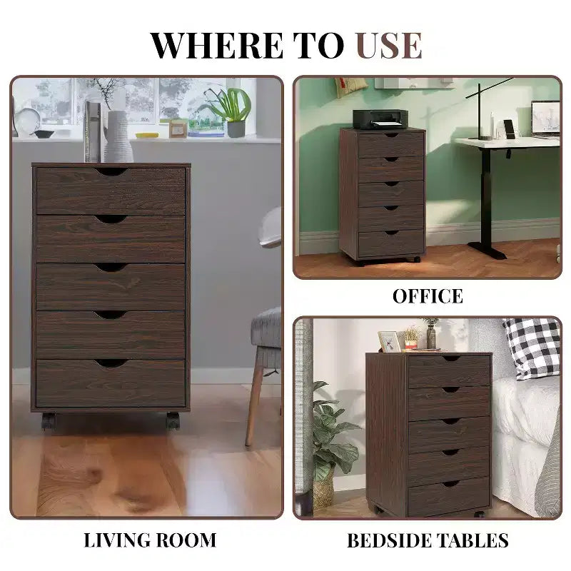 Home Imports Emporium Office File Storage Cabinet with Durable Drawers and Mobile Wheels 5 to 9 Drawer Options for Home & Office Organization