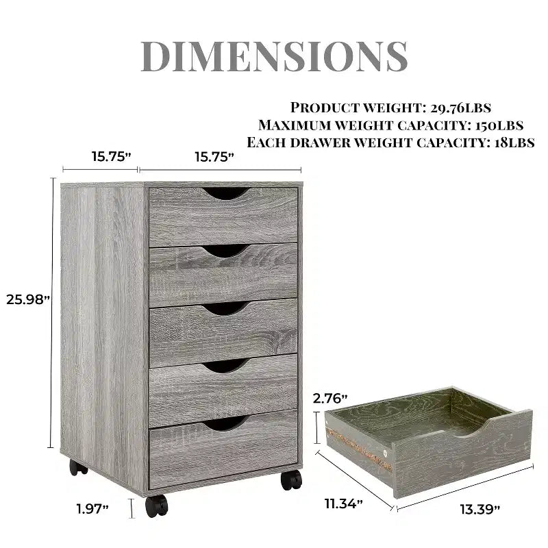 Home Imports Emporium Office File Storage Cabinet with Durable Drawers and Mobile Wheels 5 to 9 Drawer Options for Home & Office Organization