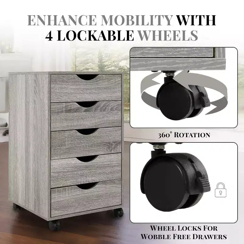 Home Imports Emporium Office File Storage Cabinet with Durable Drawers and Mobile Wheels 5 to 9 Drawer Options for Home & Office Organization