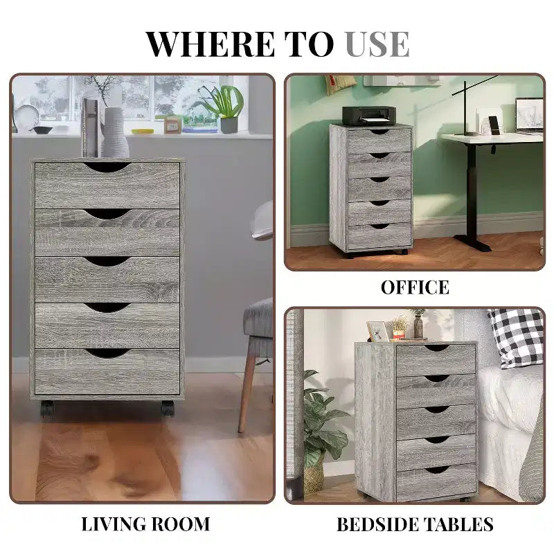 Home Imports Emporium Office File Storage Cabinet with Durable Drawers and Mobile Wheels 5 to 9 Drawer Options for Home & Office Organization