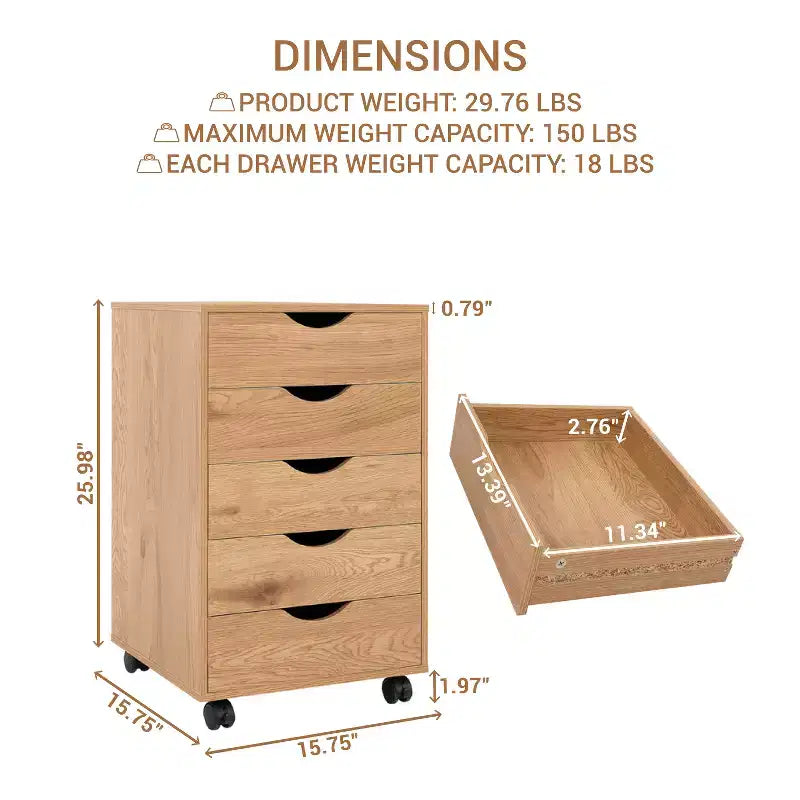 Home Imports Emporium Office File Storage Cabinet with Durable Drawers and Mobile Wheels 5 to 9 Drawer Options for Home & Office Organization