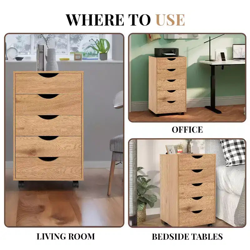 Home Imports Emporium Office File Storage Cabinet with Durable Drawers and Mobile Wheels 5 to 9 Drawer Options for Home & Office Organization