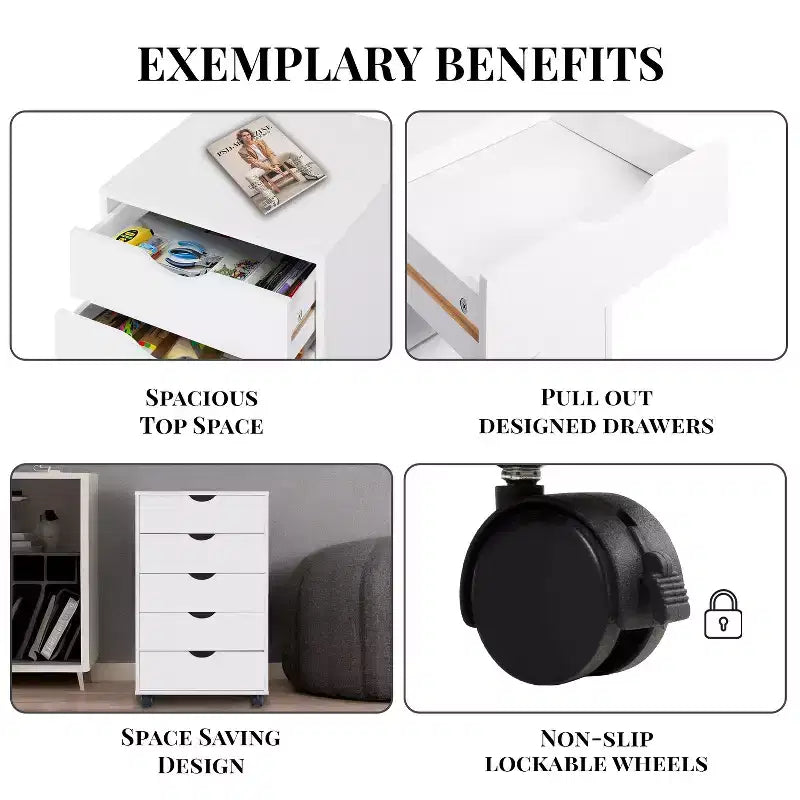Home Imports Emporium Office File Storage Cabinet with Durable Drawers and Mobile Wheels 5 to 9 Drawer Options for Home & Office Organization