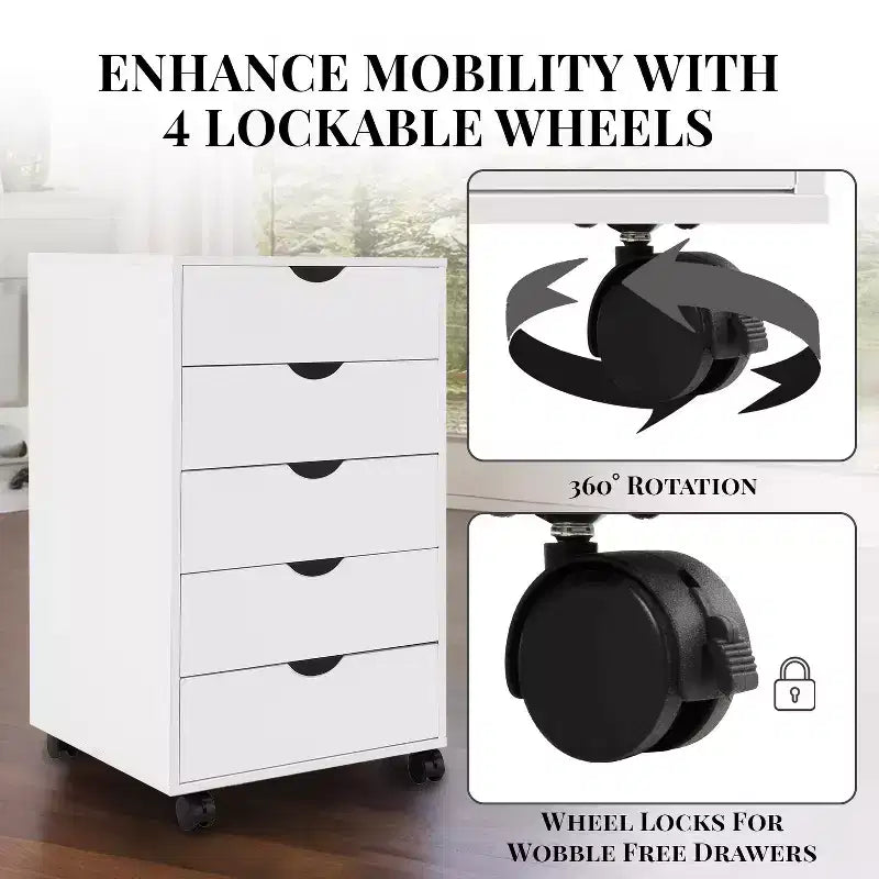 Home Imports Emporium Office File Storage Cabinet with Durable Drawers and Mobile Wheels 5 to 9 Drawer Options for Home & Office Organization