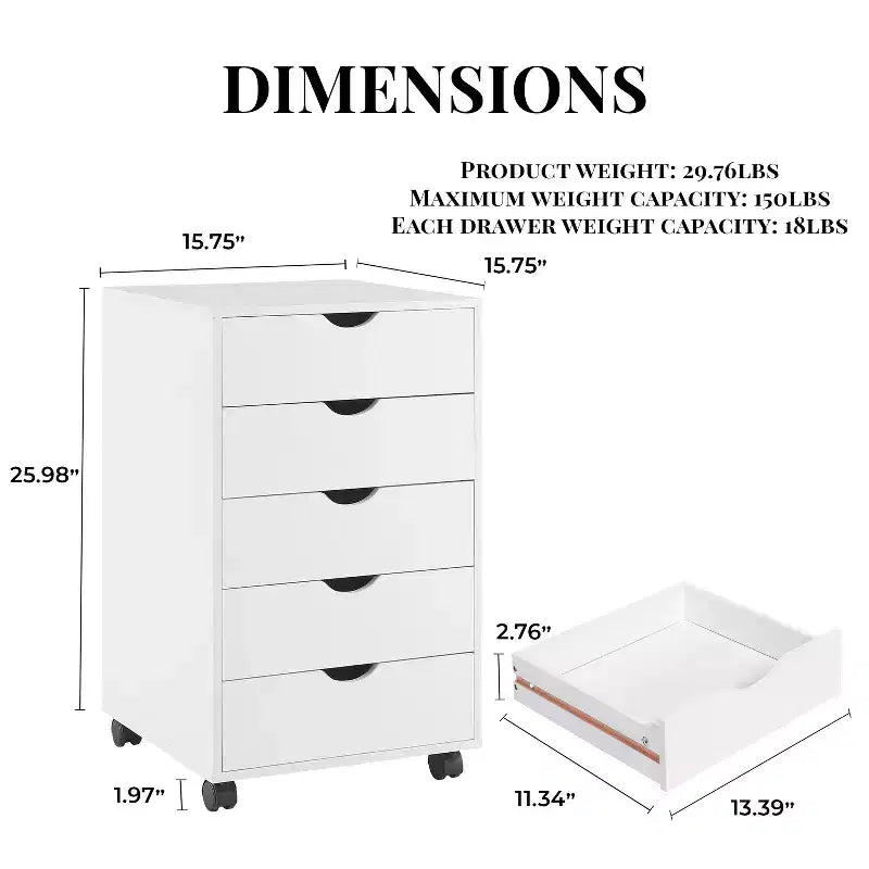 Home Imports Emporium Office File Storage Cabinet with Durable Drawers and Mobile Wheels 5 to 9 Drawer Options for Home & Office Organization