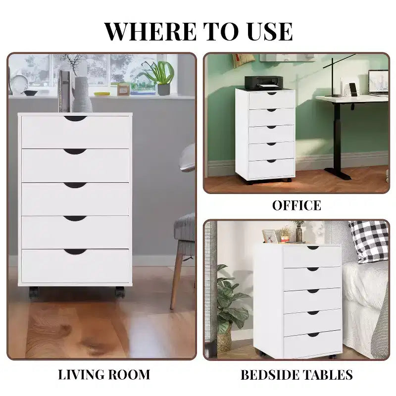 Home Imports Emporium Office File Storage Cabinet with Durable Drawers and Mobile Wheels 5 to 9 Drawer Options for Home & Office Organization