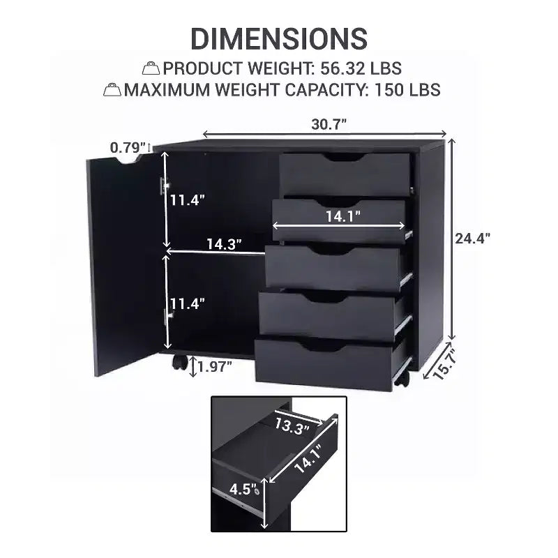 Home Imports Emporium Office File Storage Cabinet with Durable Drawers and Mobile Wheels 5 to 9 Drawer Options for Home & Office Organization