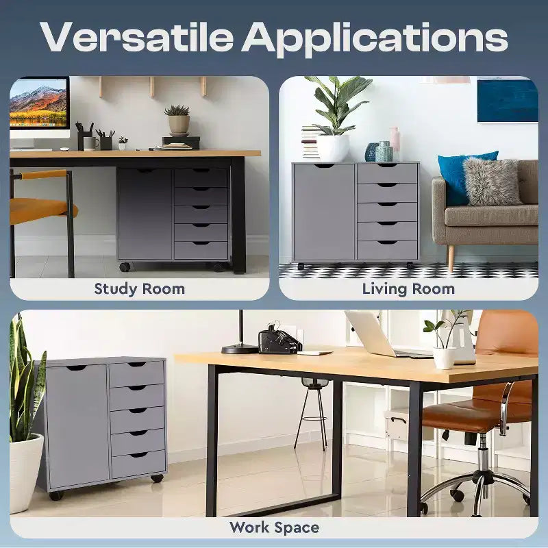 Home Imports Emporium Office File Storage Cabinet with Durable Drawers and Mobile Wheels 5 to 9 Drawer Options for Home & Office Organization