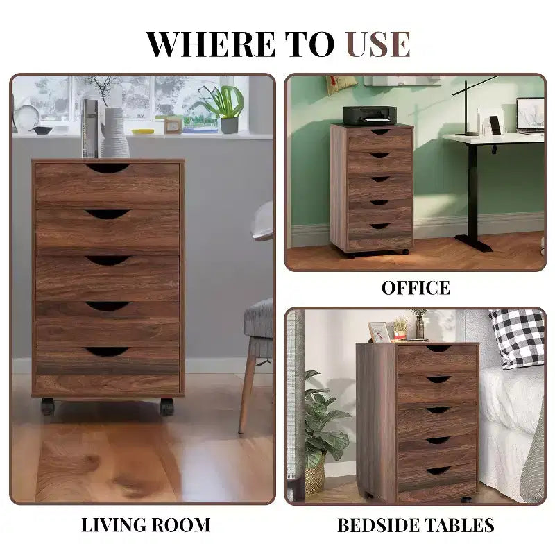 Home Imports Emporium Office File Storage Cabinet with Durable Drawers and Mobile Wheels 5 to 9 Drawer Options for Home & Office Organization