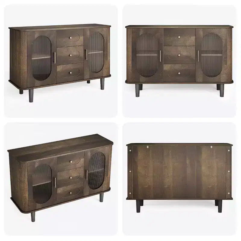 47 Buffet Cabinet, Coffee Bar Cabinet with 2 Doors and 3 Drawers, Buffet Table with Adjustable Shelves for Dining Room, Living Room