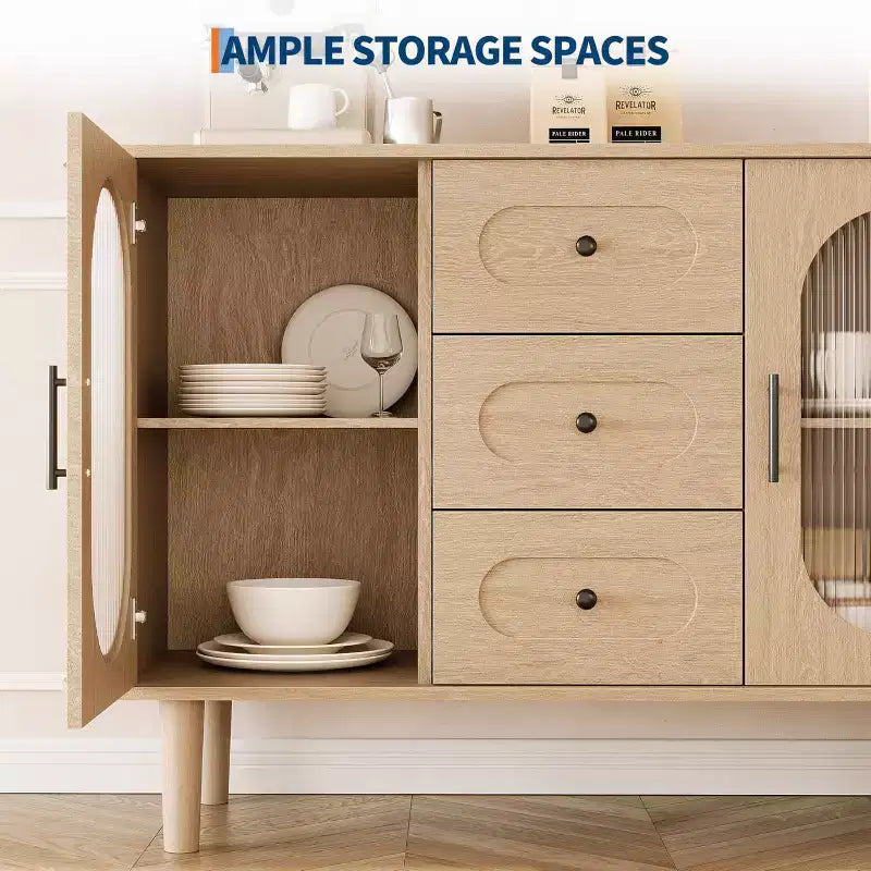 47 Buffet Cabinet, Coffee Bar Cabinet with 2 Doors and 3 Drawers, Buffet Table with Adjustable Shelves for Dining Room, Living Room