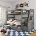 Modern Farmhouse Twin Over Twin Bunk Bed With Staircase and Storage Drawers