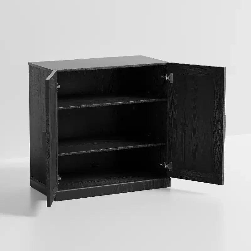 PexFix 31 Wooden Accent Cabinet Storage Modern Sideboard Buffet Cabinet with 2 Doors and Adjustable Shelf for Living Room Dining Room Entryway Black