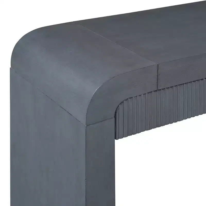 Wood Console Table with Storage, Fluted Entryway Table with Curved Corners for Hallway & Living Room