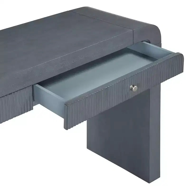 Wood Console Table with Storage, Fluted Entryway Table with Curved Corners for Hallway & Living Room