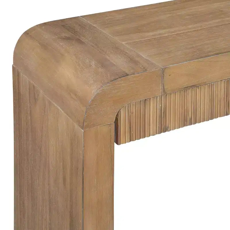 Wood Console Table with Storage, Fluted Entryway Table with Curved Corners for Hallway & Living Room