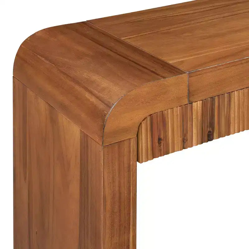 Wood Console Table with Storage, Fluted Entryway Table with Curved Corners for Hallway & Living Room