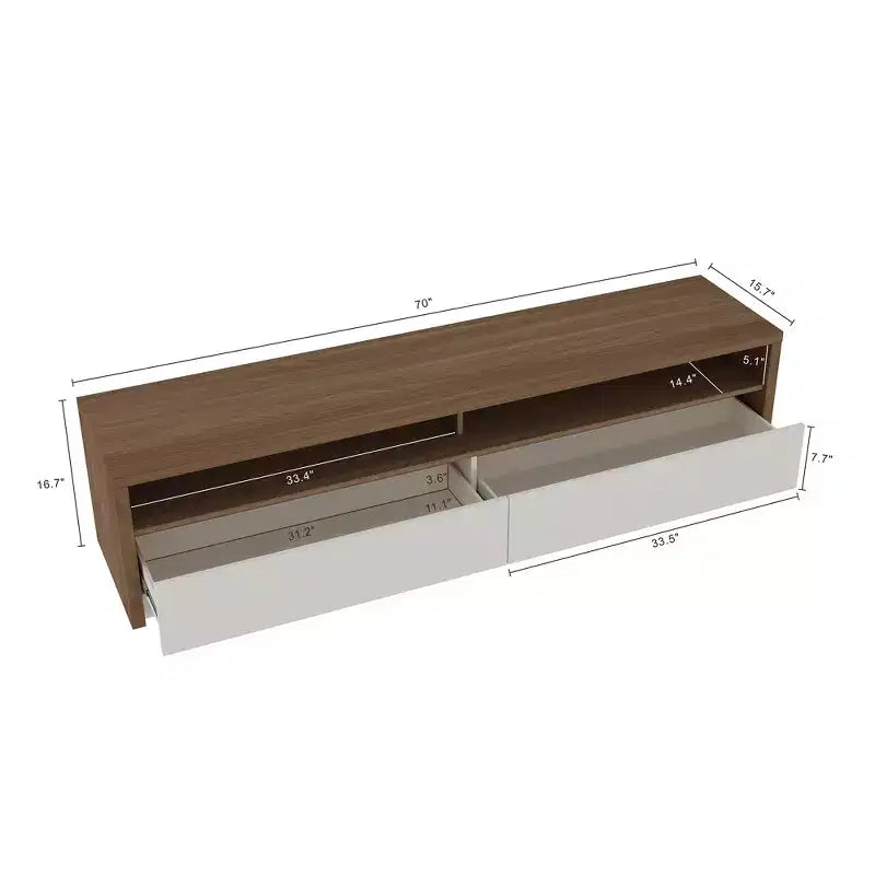 GDFStudio Darien 70 Contemporary TV Stand with 2 Drawers and Open Shelves