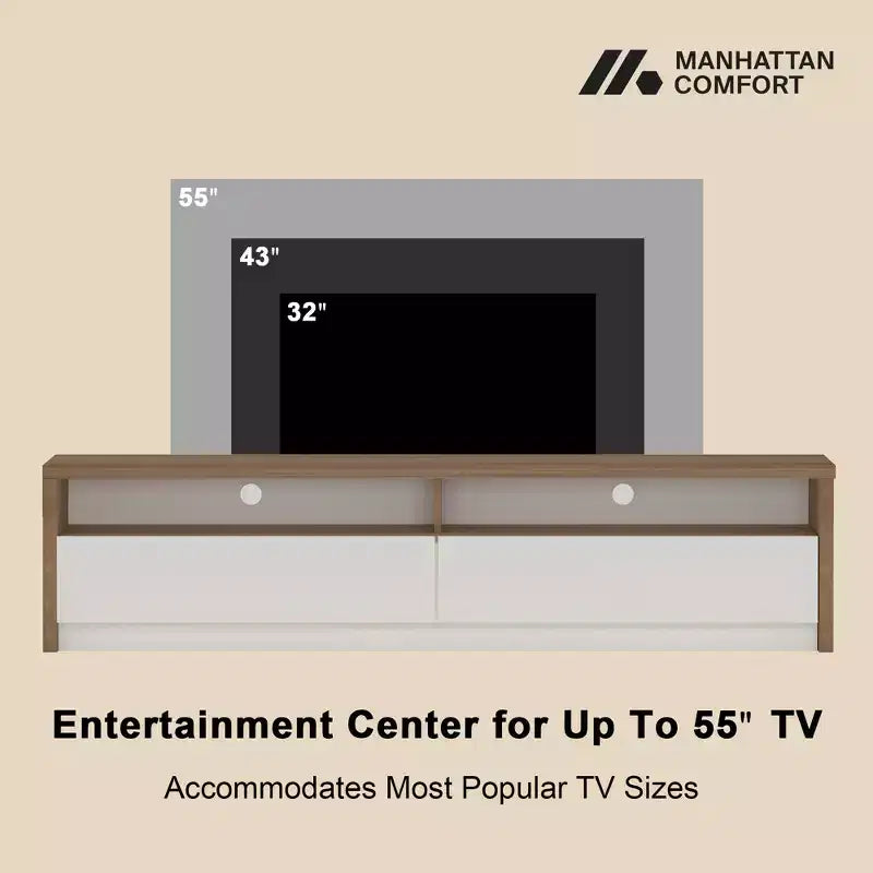 GDFStudio Darien 70 Contemporary TV Stand with 2 Drawers and Open Shelves