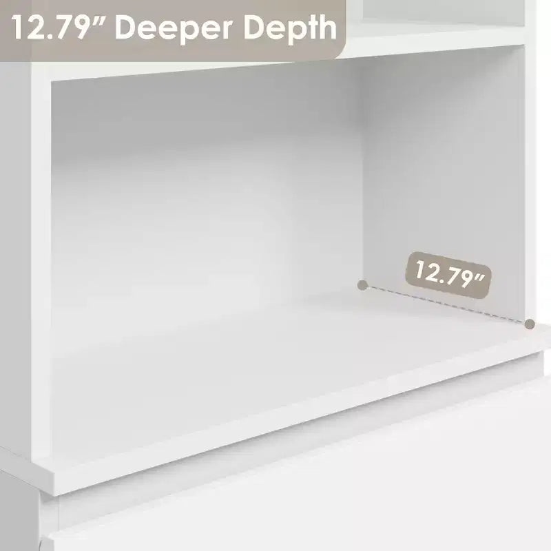 Tall Bookshelf Farmhouse Wooden Deep Bookshelves,70 Inches Bookcase with Drawers, Storage Cabinet Organizer for Living Room,Study,Kitchen,Home Office