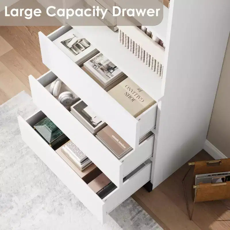 Tall Bookshelf Farmhouse Wooden Deep Bookshelves,70 Inches Bookcase with Drawers, Storage Cabinet Organizer for Living Room,Study,Kitchen,Home Office