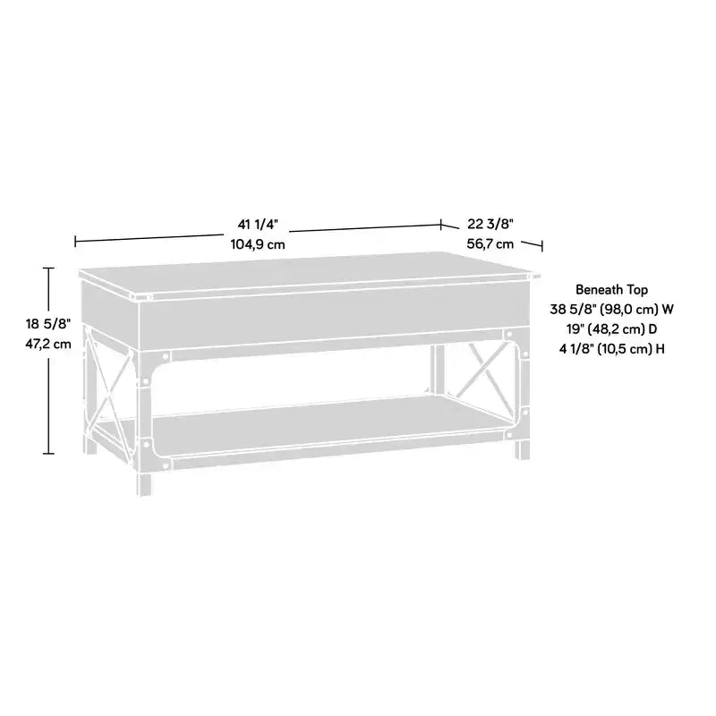 GDFStudio Hiland Industrial Metal and Wood Lift-Top Coffee Table with Hidden Storage