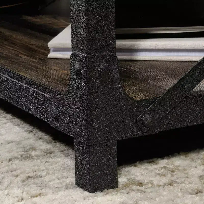 GDFStudio Hiland Industrial Metal and Wood Lift-Top Coffee Table with Hidden Storage