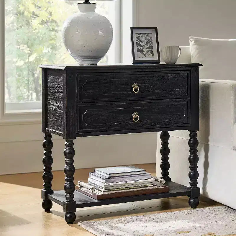 Jerardo 30 Tall 2-Drawer End Table with Built-in Charging Outlets|ARTFUL LIVING DESIGNS