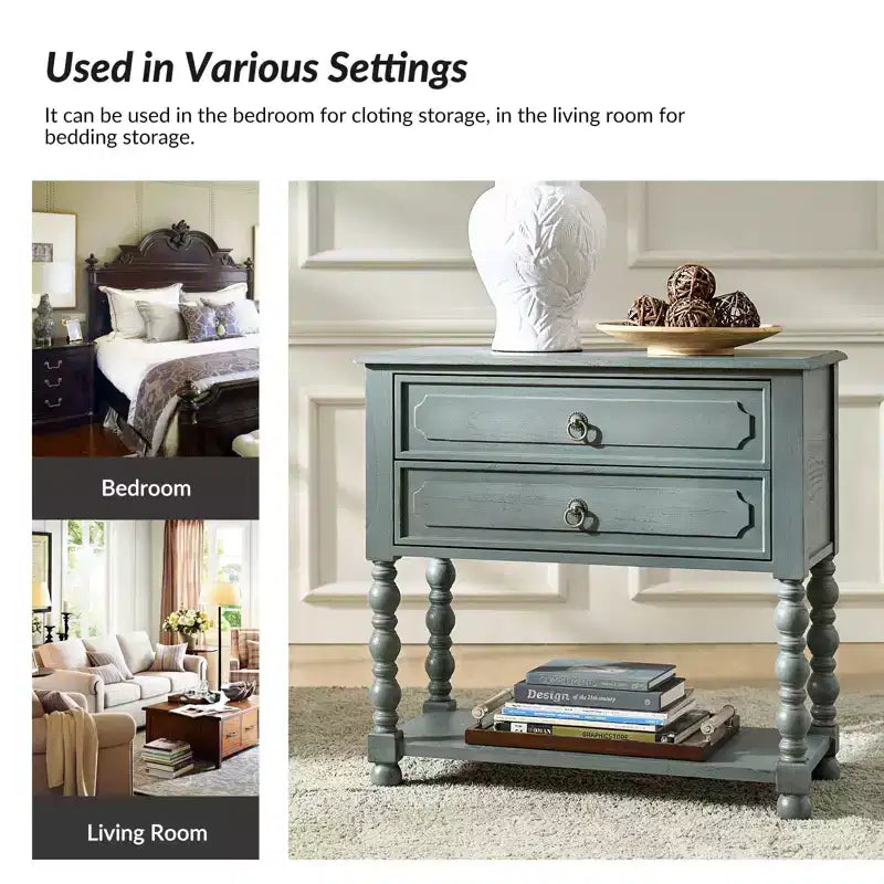 Jerardo 30 Tall 2-Drawer End Table with Built-in Charging Outlets|ARTFUL LIVING DESIGNS
