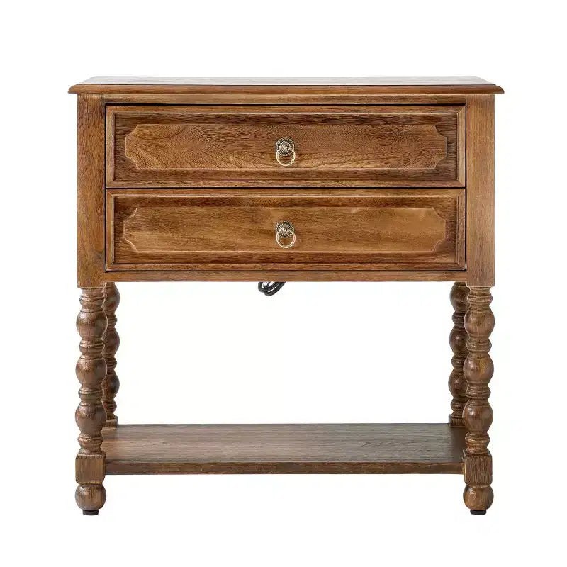 Jerardo 30 Tall 2-Drawer End Table with Built-in Charging Outlets|ARTFUL LIVING DESIGNS